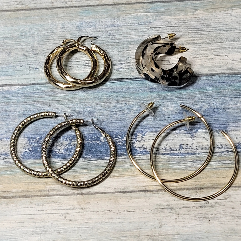 Four Hoop Earrings Set.